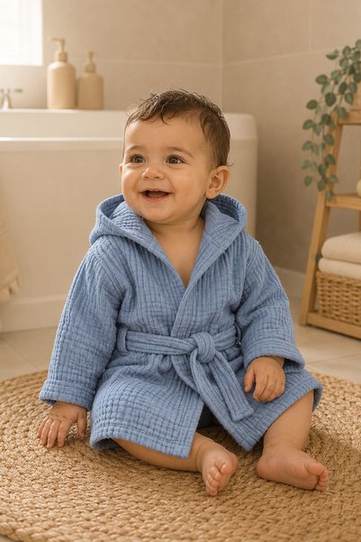 FH Living 100% Cotton 4 Layer Muslin Baby Bathrobe