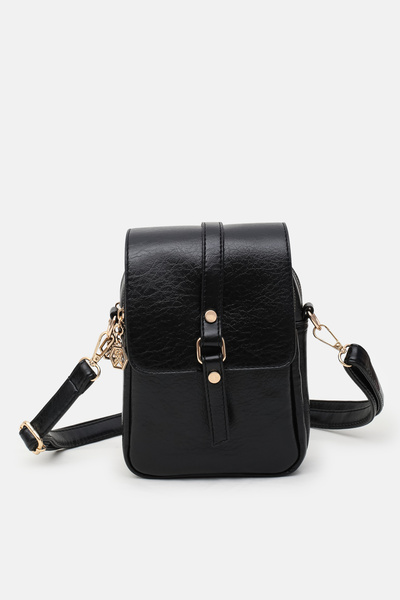 Maslan Bags Geantă de umăr și crossbody neagră pentru femei, cu 2 compartimen...