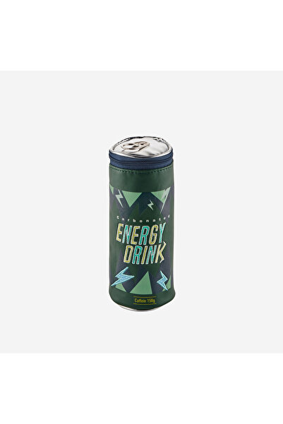 Yup! Green Faux Leather Energy Drink Makeup Bag 6.5X17 cm