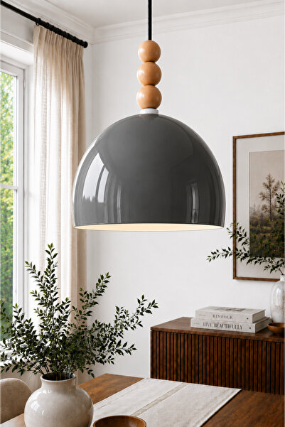 Luna Lighting Viyana Model Gri Renk Rustik Tekli Avize Sarkıt Salon Mutfak Ot...