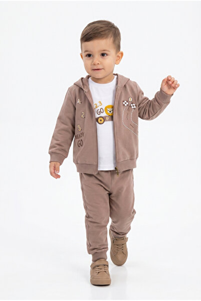 Toontoy Boys' 3-Piece Tracksuit Set Long Sleeve Crew Neck Embroidered T-Shirt...