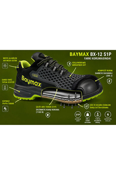 BX-12 (S1P STEEL TOE+STEEL MIDSOLE) WORK SAFETY SHOES