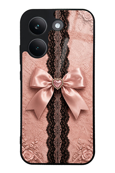 Spoyi Xiaomi Poco X8 Pro Pink Lace Bow Tasarımlı Glossy Telefon Kılıfı
