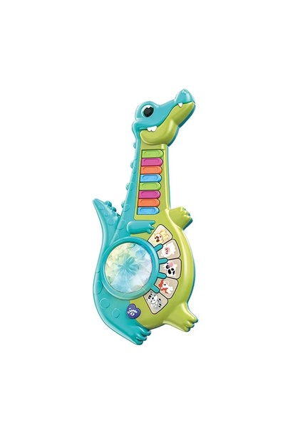 OCIE Chitara Electronica Crocodil pentru Copii, Clape Colorate, Sunete si Lum...