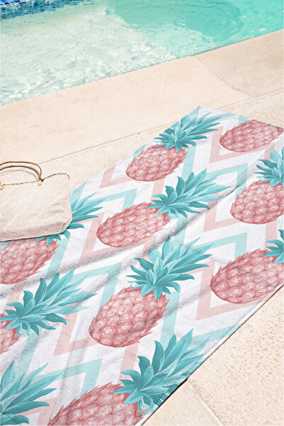 Evimde Bambaşka Prosop de plajă Ananas Tropical Zigzag - Prosop din microfibr...
