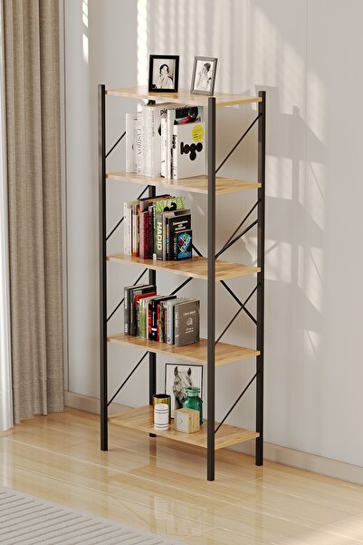 Tedarikcenter 5 Raflı Metal Kitaplık Modern Kitaplık Ofis Rafı Çok Amaçlı Met...