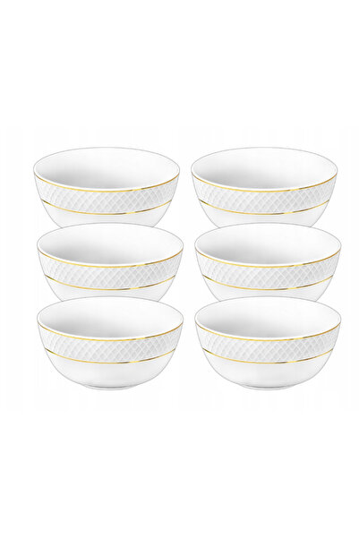 WILMAX ENGLAND Set 6 boluri salată Wilmax Diamond, albe cu margine aurie, 930...