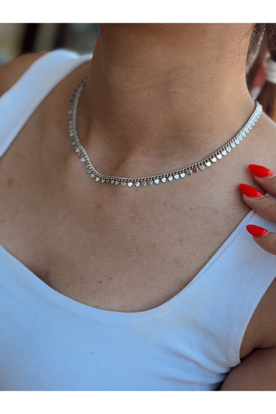 auroras.accessories Kalp Pullu Choker Gümüş Renk Kolye