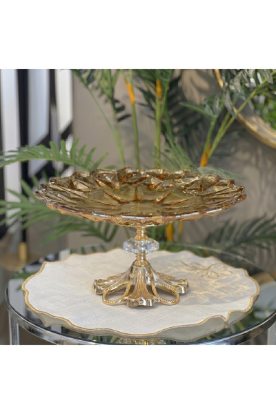 Elta Collection Patented Design Luxury Crystal Gold Footed Presentation Bowl ...