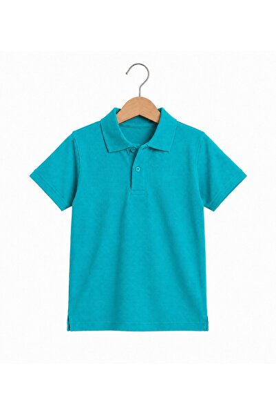 Nacar Unisex Çocuk Lakost Kumaş Basic Polo Yaka Kısa Kollu Okul Tişörtü