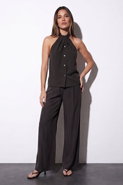 Quzu Women's Canvas Trousers Pnt01896 Anthracite
