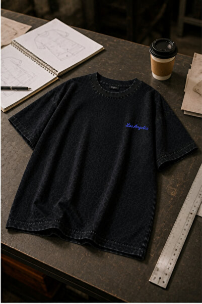 valeriae Πλενόμενο μπλουζάκι Oversize Unisex, Πλυμένο Vintage Street Style, Μ...