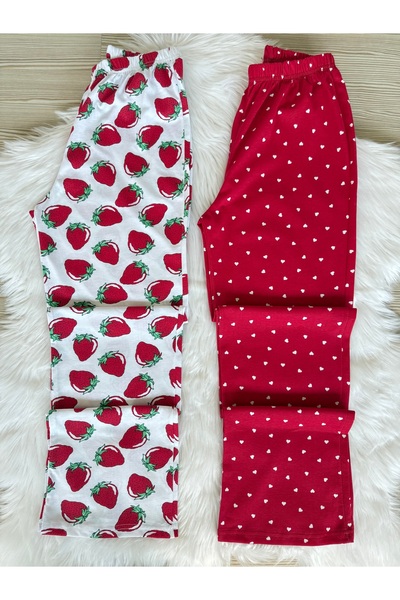 Pijamacs Pijamale din 2 piese cu model inimă roșie și căpșuni
