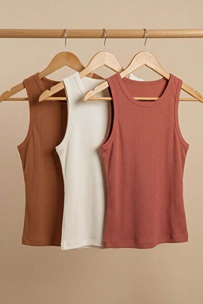 COTENCONCEPT 3 piese Tricou cu bretele din amestec de viscoză, cu nervuri