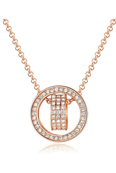 FA.accessories Rose Gold Color Women's Necklace with Lucky Circle Pendant / N...