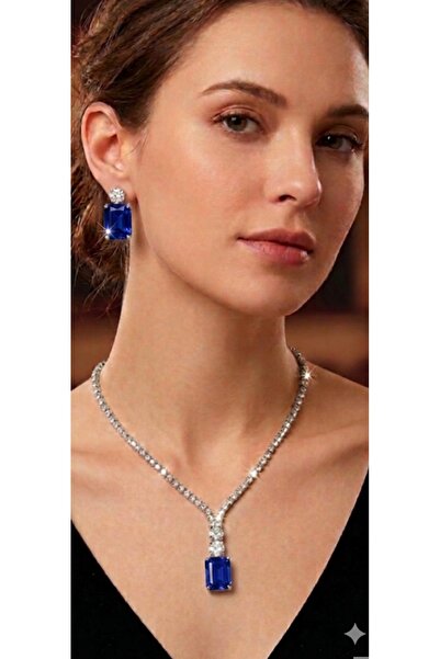 Zanora Baget Stone Elegant 2 Set Silver Color Bridal Engagement Set