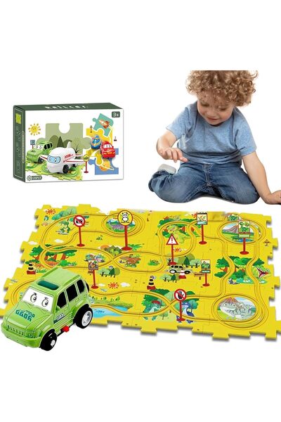 Arabest 25-Piece Dinosaur Puzzle Racer Kids Car Track Set,Preschool Gift,Birt...