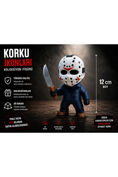nevoPrint Jason Esintili Korku Karakteri Figürü 12 cm – Koleksiyonluk Dekor