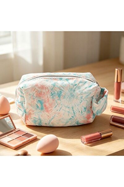 idei Geantă Cosmetică Dreptunghiulară Căptușită cu Imprimeu Tie-Dye Pastel Ro...