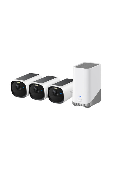 eufy eufyCam E40 2K Kit de camere de securitate solare cu HomeBase 3 și 3 camere