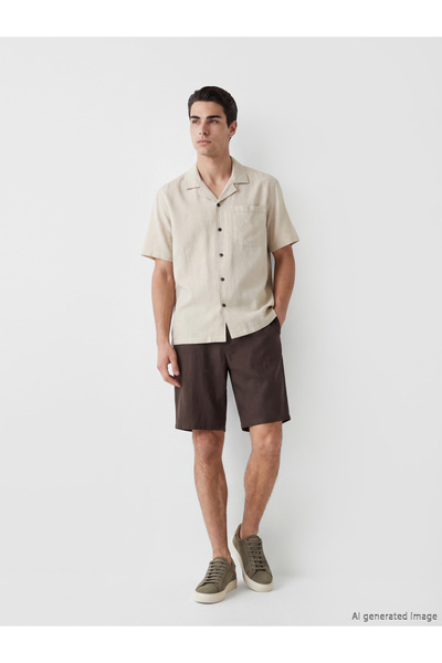 LC Waikiki Pantaloni scurți bărbătești cu aspect de in, croială standard