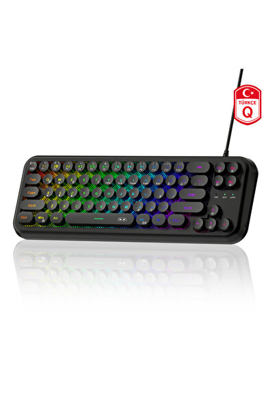 MageGee TS91 Round 61 Tuş RGB Kablolu Membran Türkçe Q Siyah Gaming Klavye