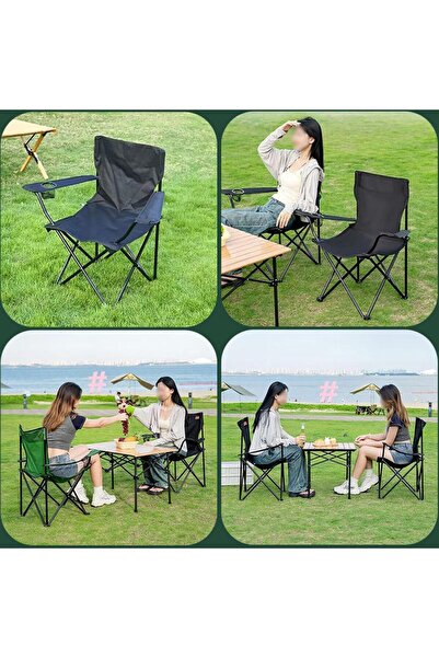 ARABIQO Premium Foldable Beach & Garden Chair – Heavy-Duty Ultra-Light Outdoor Camping Chair with Cup Holder & Carry Bag, Portable Sports, Lawn & Picnic Chair, Black