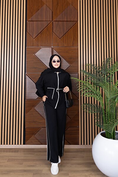 MiraMore Butik طقم مزدوج بتفاصيل سحاب وحزام