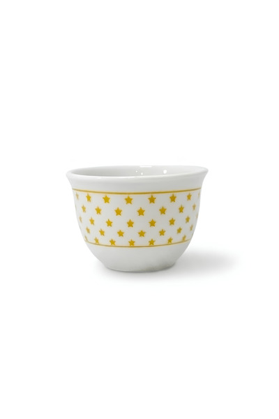 Generic Set of 12 Arabic Coffee Cups Porcelain - Gold Star Pattern - Simple E...