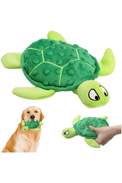 Veyron Home Hışırtılı Peluş Kaplumbağa Köpek ve Kedi Oyuncağı Sesli Isırma Çi...