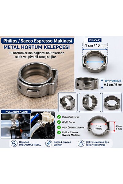 Philips Espresso Makinesi Hortum Kelepçesi Metal Klips 1 cm