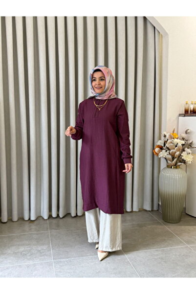 Armine TREND ÇİLEK KUMAŞ TAM BOY TUNİK MÜRDÜM