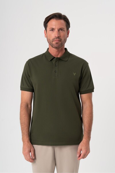 Velvarde Khaki Polo Collar T-Shirt