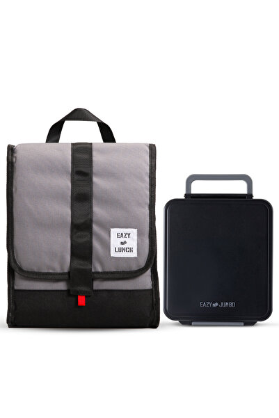 Eazy Kids Insulated Lunch Bag w/ Jumbo Bento Lunch Box – Midnight Black