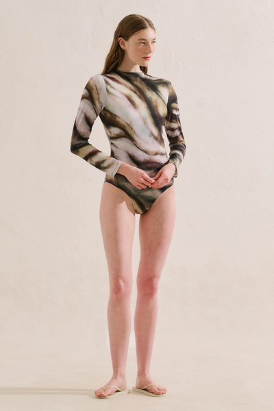Manuka Patterned Swimmer Surf Swimsuit Nora