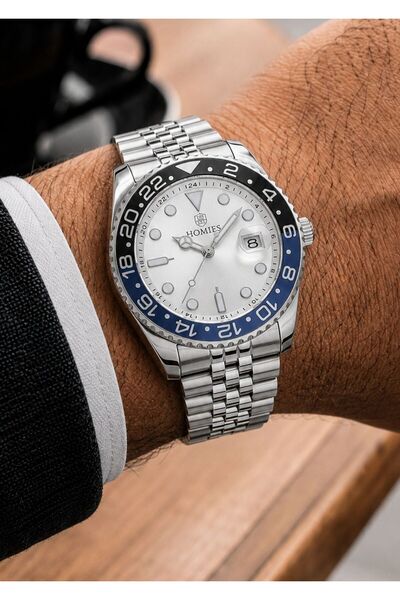 Homies Men's Silver Blue Metal Cord White Dial Calendar Wrist Watch 2 Year Wa...