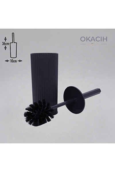 okacih Modern Dikey Çizgili Tuvalet Fırçası - Banyo İçin Lüks Klozet Fırçası