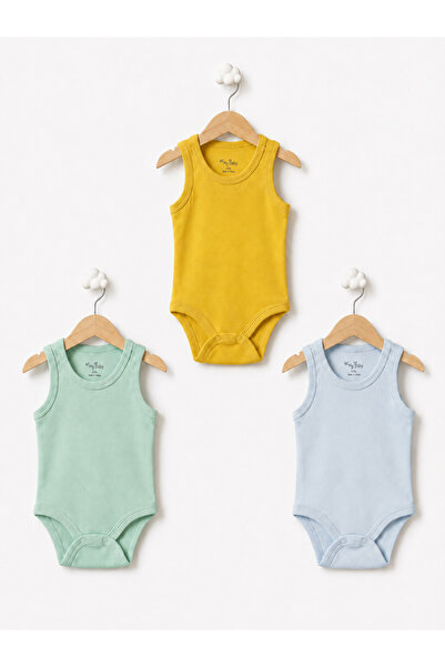For My Baby Baby Boy Colorful 100% Cotton Undershirt Bodysuit Set of 3