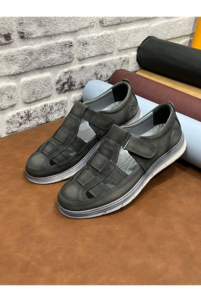 Derilax Genuine Nubuck Leather Orthopedic Large Size 45-46-47-48 Men's Sandals Shoes