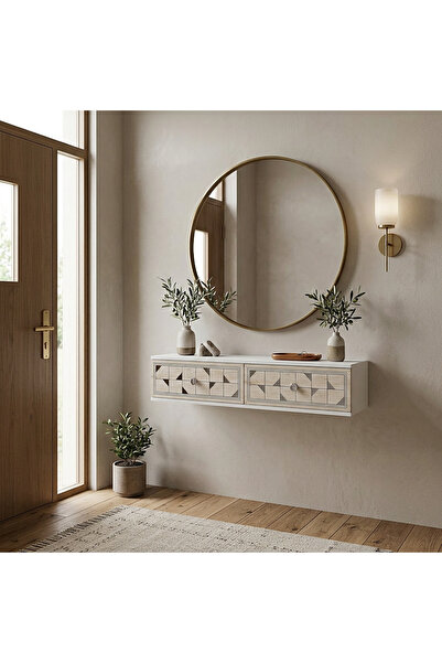 cnyr DA1207BTS MOKKA DRESUAR, ANTRE HOL RAFI BEYAZ-TRAVERTEN-SİLVER 120cm