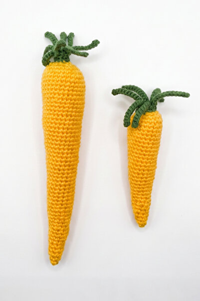 Tiny Sleeks Handmade Carrot Cat Toy with Cat Grass and Rattle, Set of 2