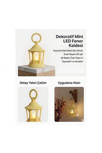 Aksefuar Lazer Dekoratif Fener Mini Kaide – Led Mumlu Modern Masaüstü Aydınla...