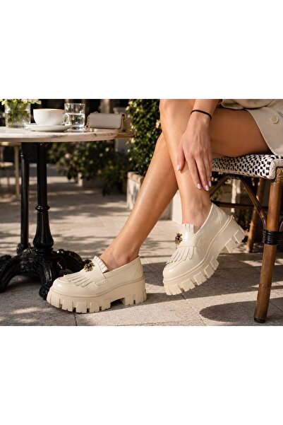 Moldo Shoes Pantofi Melania Bej, Piele naturala