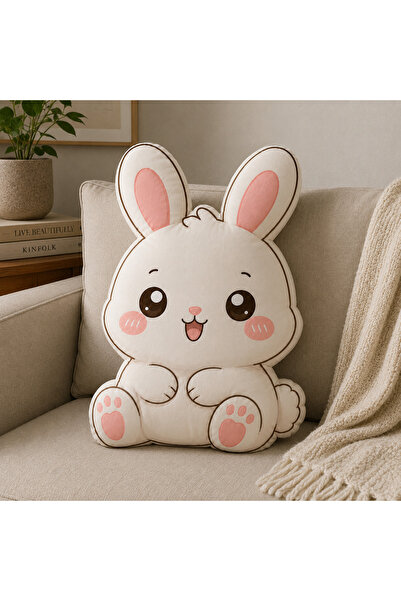 Piloji Kawaii Hayvan Dekoratif Yastık– Tavşan Şekilli Çocuk Odası Yastık 40 cm