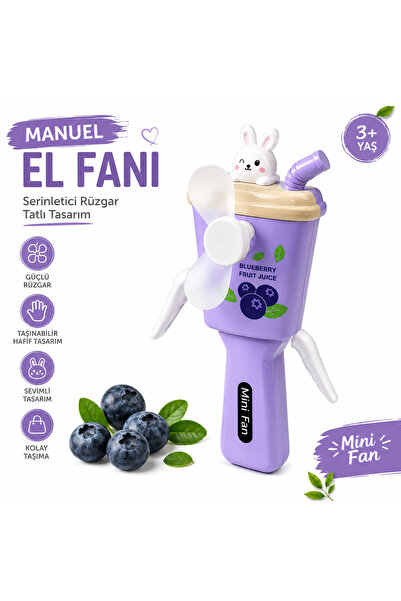 MİNDO Mini El Fanı Manuel Fan Tavşanlı Meyveli Tasarım