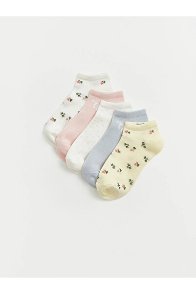 LC Waikiki Ecru Patterned Women's Booties Socks 5-Piece