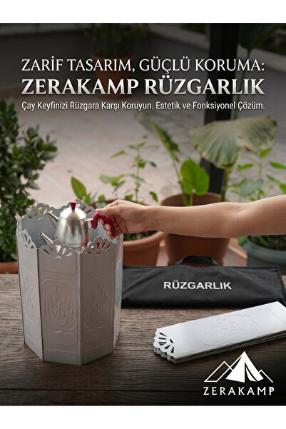 zerakamp Katlanabilir Ocak Rüzgarlığı Taşıma Çantası Hediyeli Metal Kamp Ocağ...
