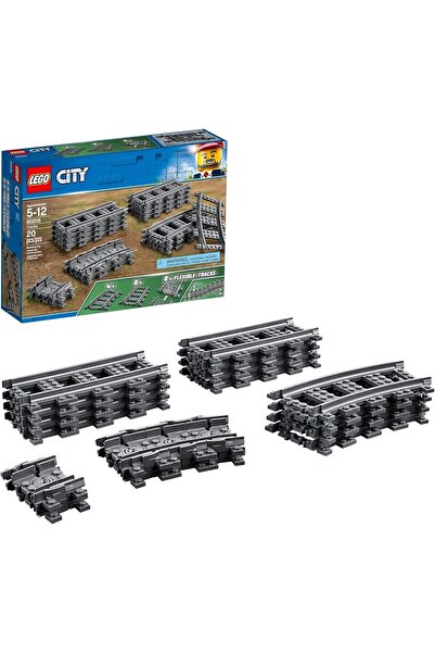 LEGO مجموعة ملحقات تمديد مسارات القطار سيتي تراكز 60205-20 قطعة، لتوسيع مسارا...