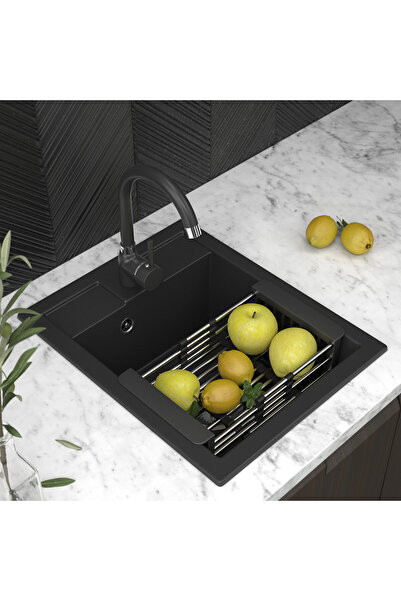 Granitan Pachet Chiuveta Granit Best, Negru, Baterie Beta Cromata, Scurgator,...