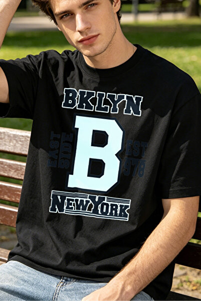 Fleck Casual Streetwear Style T Shirts For Men Brooklyn New York Letter B Pri...